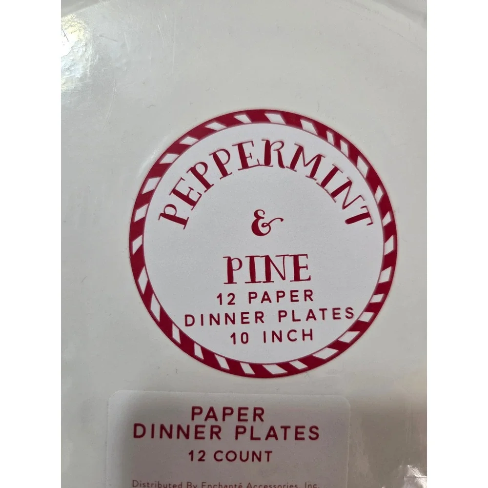 Peppermint & Pine Christmas Paper Dinner Plates 10 Inch 24 Count Holiday Set
